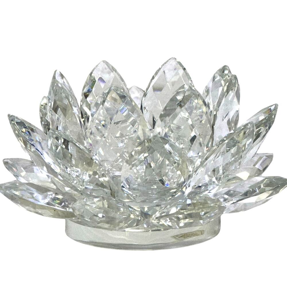 Shannon by Godinger Ireland Crystal 9" Prism Lotus Pillar Candle Holder